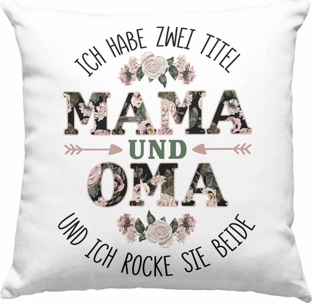 Trendation - Mama und Oma Deko-Kissen mit Füllung 40x40 Geschenk für Oma Weihnachten Geburtstag Lustige Deko-Kissen mit Füllung 40x40 Beste Oma ...
