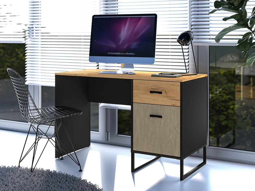 Bureau SABEL Noir et Chêne pour Télétravail - Espace de Travail Moderne - 4