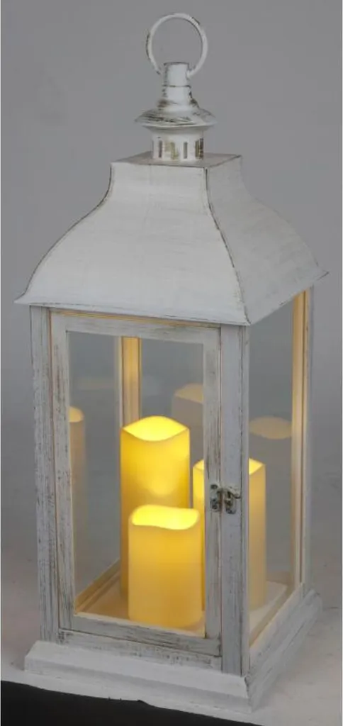 Grande lanterne décorative 59cm avec 3 bougies LED et fonction timer - 8