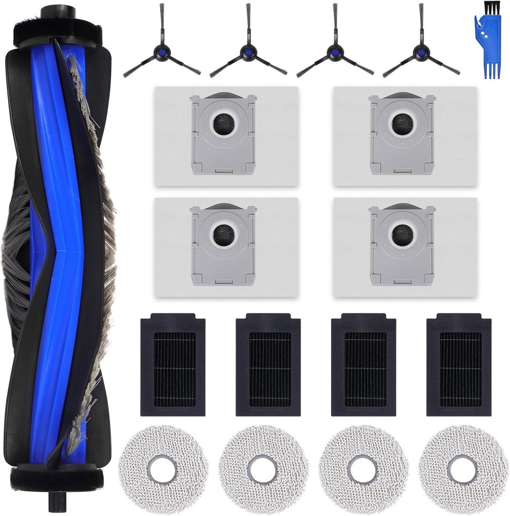 T50 Max Zubehör Ersatz Kompatibel für ECOVACS DEEBOT T50 Max Pro Omni Saugroboter, 1 Hauptbürste, 4 Filter, 4 Seitenbürsten, 4 Mopp Wischtüche...