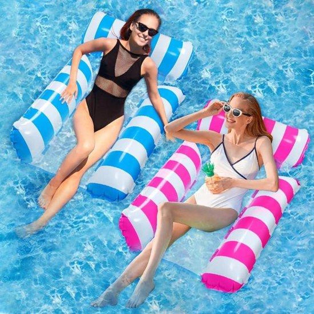 2er Set aufblasbare Wasserliege 4 in 1 Luftbett für Schwimmbad und Strand - Wasserspielzeug für Erwachsene und Kinder