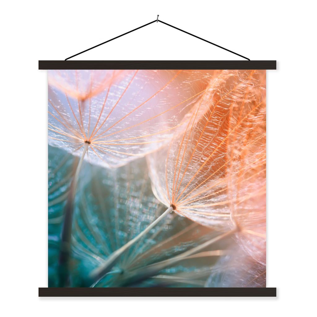 MuchoWow Textilposter Blume - Löwenzahn - Pflanze 120x120 cm mit schwarzem Rahmen - Aufhängungsset