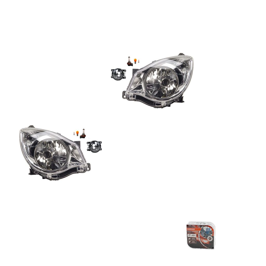 Johns, Scheinwerfer Satz + Osram Night Breaker Laser passend für Opel Agila B 09/07- H4 8200074008 6202E1 00006202E1 6710027 0000620639 620639 000...
