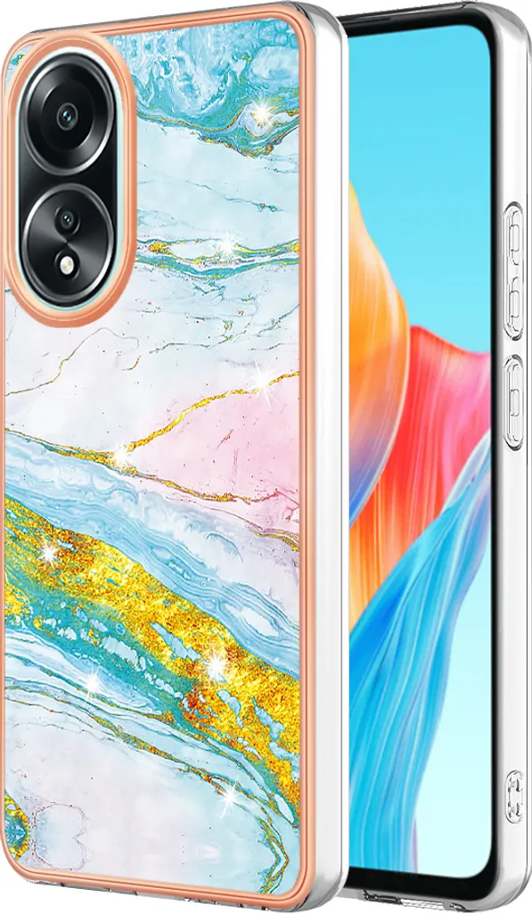 Cover Oppo A58 4G Marmo Turchese: Custodia Chic e Protettiva TPU