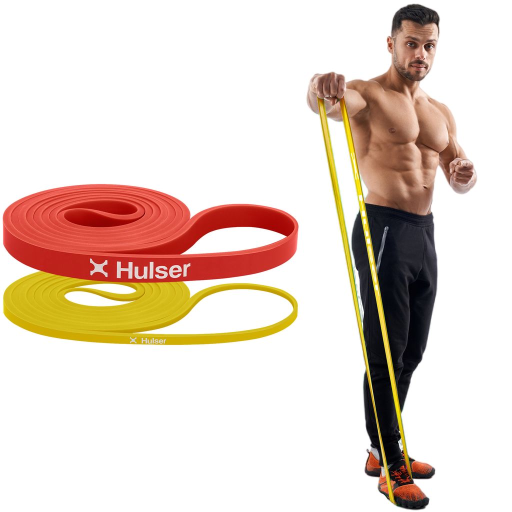 Hulser Fitnessbänder Set 2-teilig - 2 bis 15 kg - Stretching widerstandsband - Fitness Widerstandsbänder für Krafttraining - Gymnastikband
