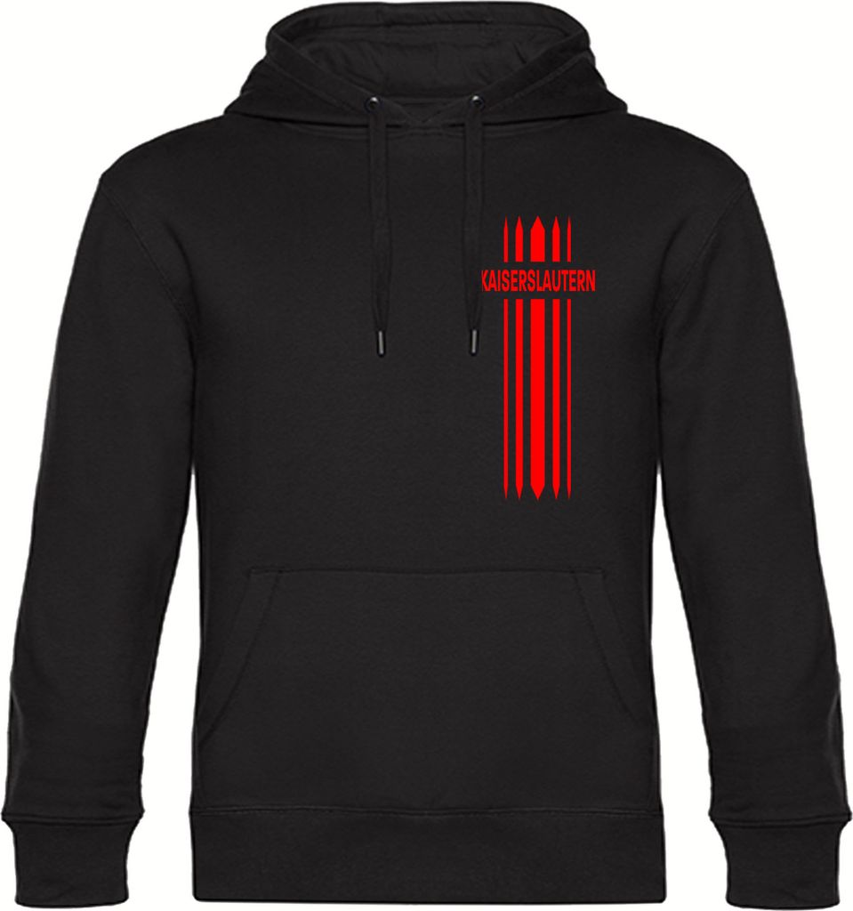 multifanshop Kapuzen Sweatshirt - Kaiserslautern - Streifen, schwarz, Größe XXL