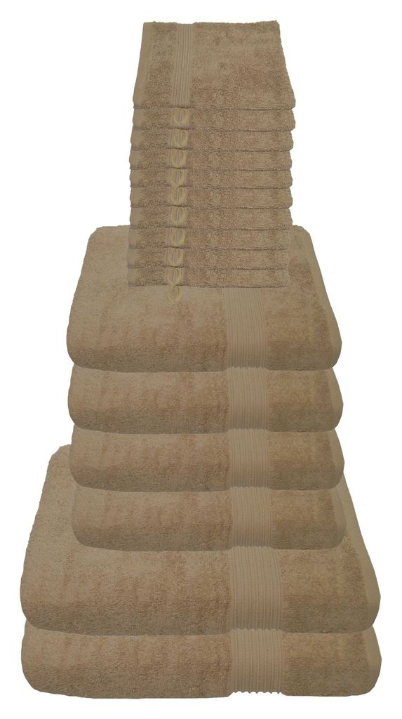 Julie Julsen Handtuch Set Pastell Beige,Set:16 tlg. 2 Bade- 4 Handtücher 10 Waschhandschuhe