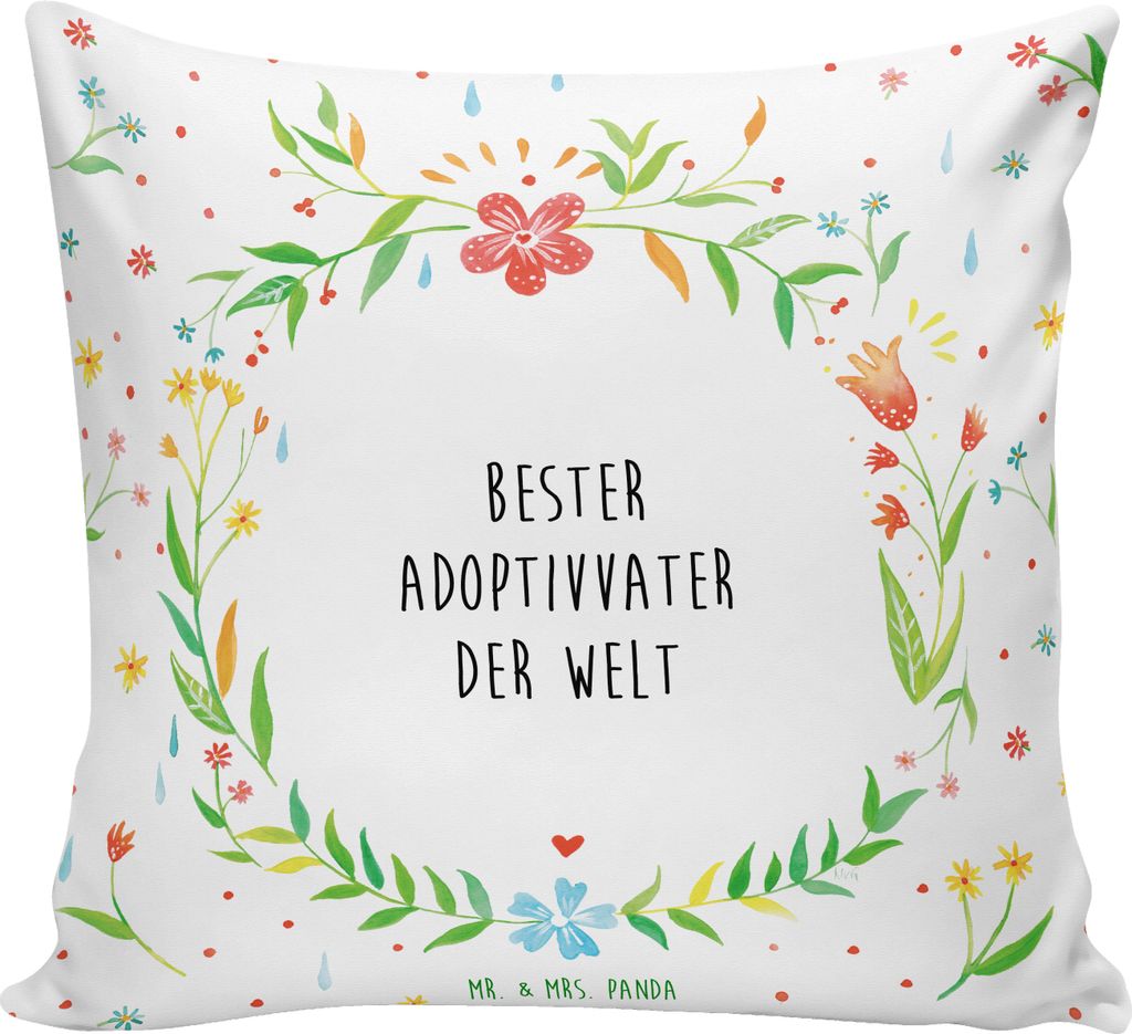 Mr. & Mrs. Panda kuschelkissen 40x40 Adoptivvater - Weiß - Geschenk, Paps, kissen für sofa, Bester, Dad, Vater, Papi, Polster, Dekokissen