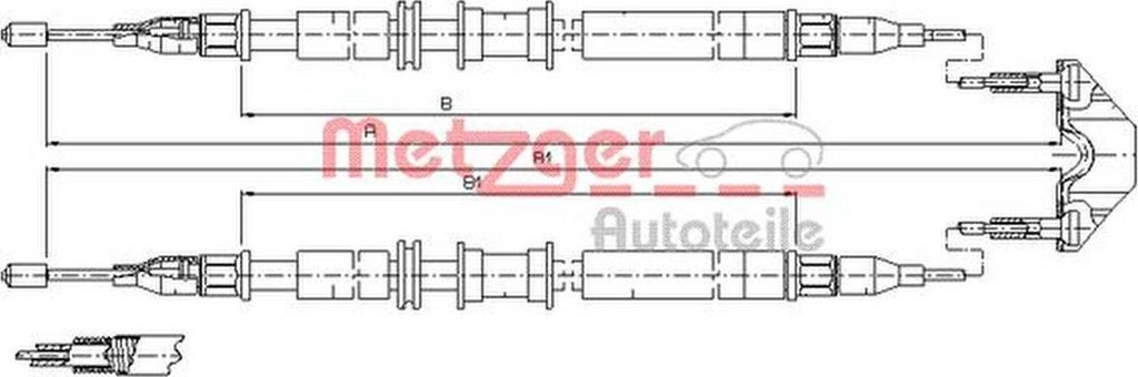 METZGER Handbremsseil Seilzug Feststellbremse für OPEL Zafira A (T98) Hinten 11.5791