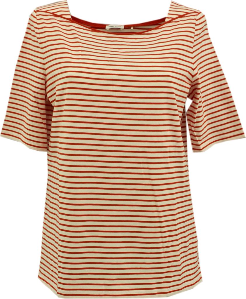 29689 Gerry Weber, , Damen T-Shirt Top , Jersey, orange weiß gestreift, 40