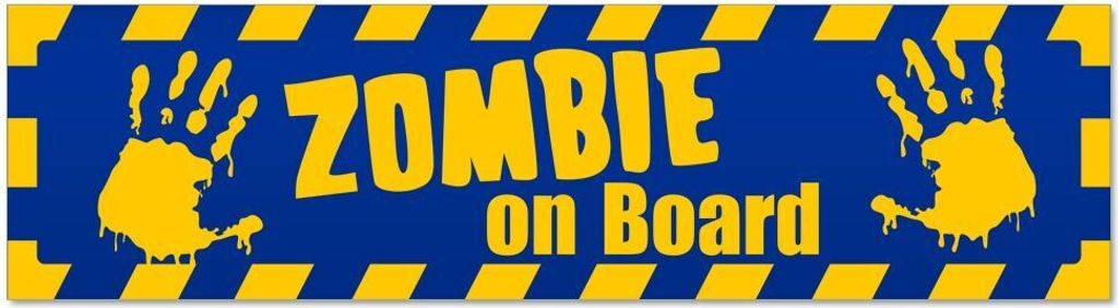 Kiwistar - Autoaufkleber - Blau - 30 x 8 cm - Zombie ob Board gestreift - Hinweis Aufkleber Sticker für Auto, Kfz, Fahrrad, PKW, LKW