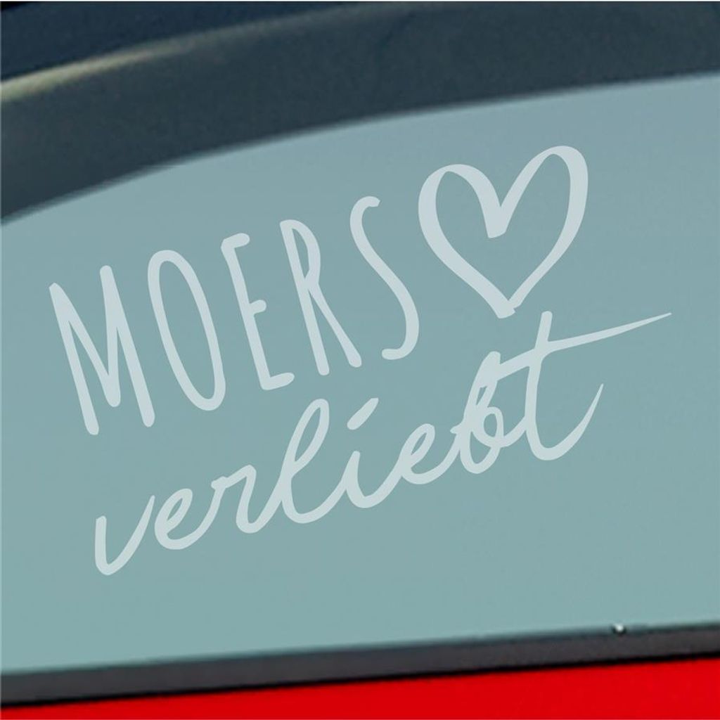 Auto Aufkleber Moers verliebt Herz Stadt Heimat Liebe Car 19x10 cm Milchglas Sticker Heckscheibenaufkleber