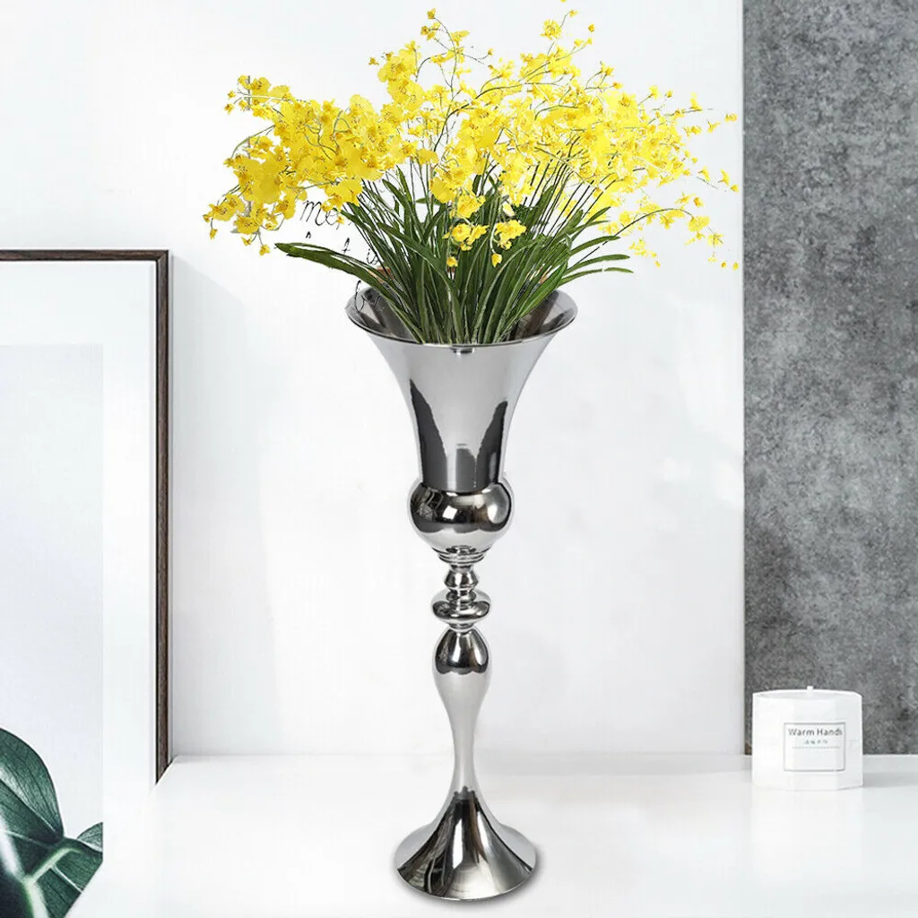 Décoration de mariage : Vase de fleurs argenté 74cm pour réception - 11