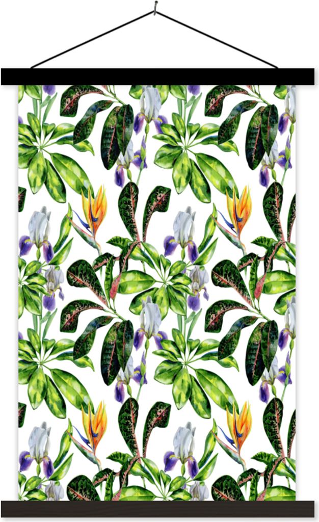 MuchoWow Textilposter Paradiesvogelpflanze - Blätter - Grün 60x90 cm mit schwarzem Rahmen - Poster Wohnzimmer