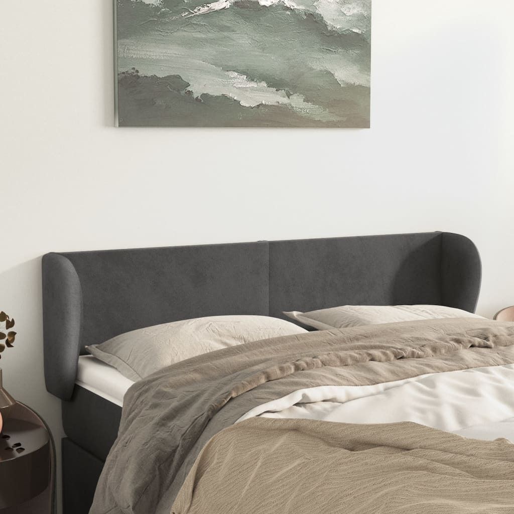 Maison Exclusive - Kopfteil mit Ohren Dunkelgrau 147x23x78/88 cm Samt