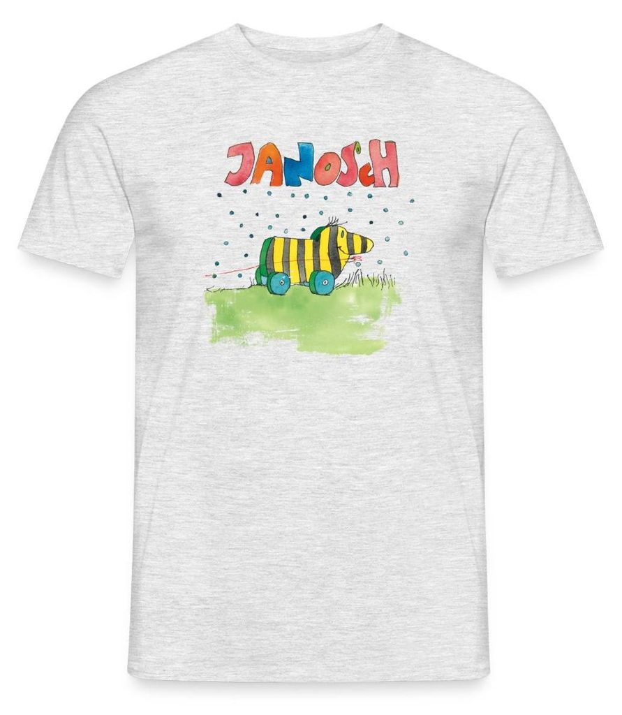 Spreadshirt Janosch Tigerente Schriftzug Männer T-Shirt, 4XL, Grau meliert