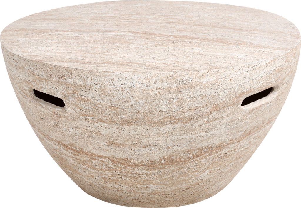 BELIANI Couchtisch Beige Travertinoptik Steinoptik Rund Modernes Design Indoor Outdoor Wohnzimmer Couchtisch Kaffeetisch Loungetisch