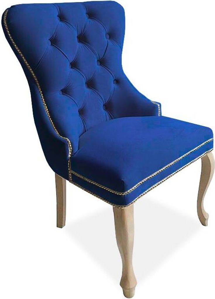 Meble Ares Esszimmerstuhl MADAME Dunkelblau - Glamour Stil - Samt Stuhl Esszimmer - Dining Chair - Ankleidezimmer Möbel Gesteppt