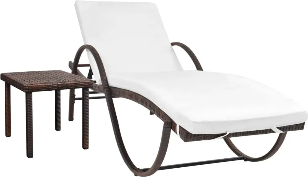 Lit de jardin modulable en poly rotin marron avec tablette intégrée - 8