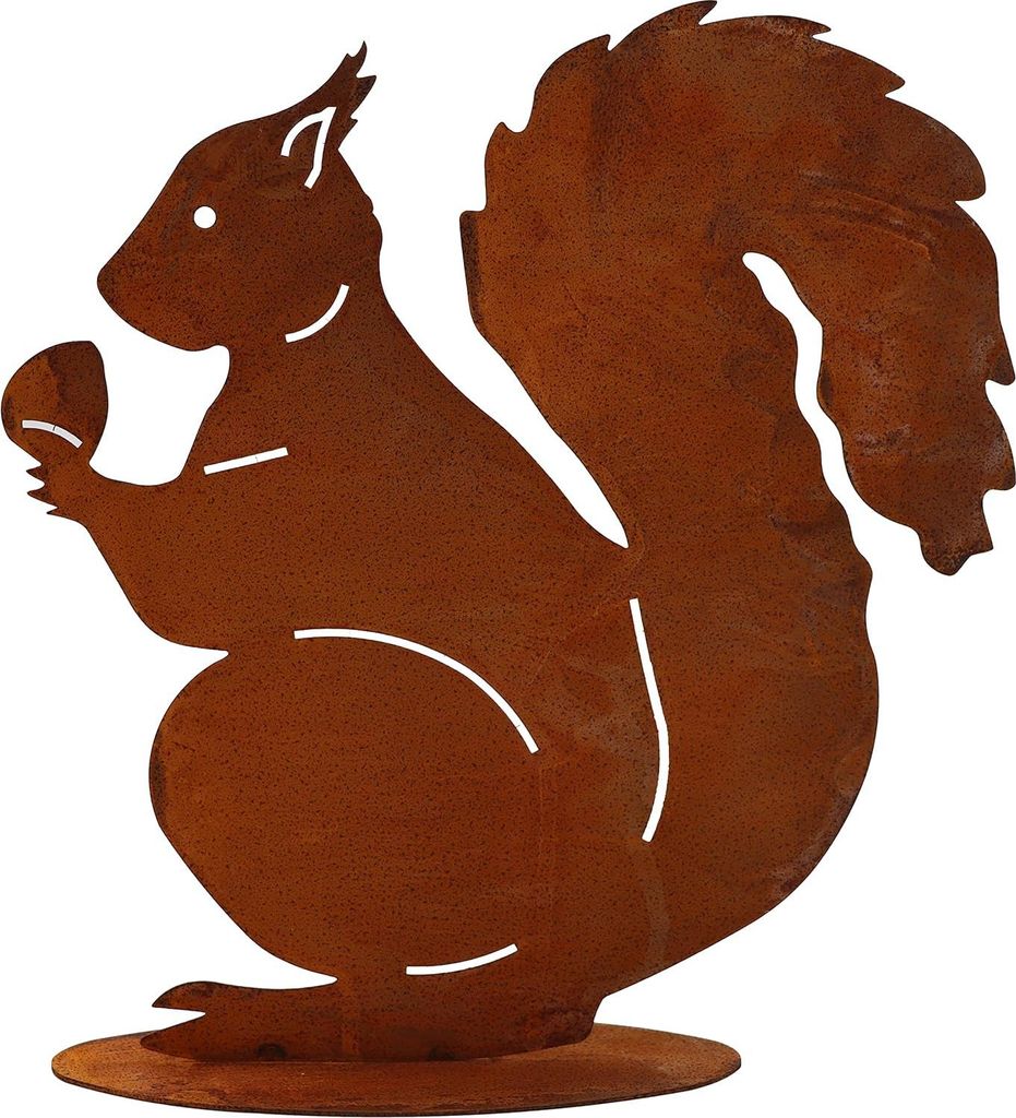 Dekoratives Eichhörnchen-Figur 32 x 30 cm Herbstdekoration für den Außenbereich Gartendekoration Rost Metall