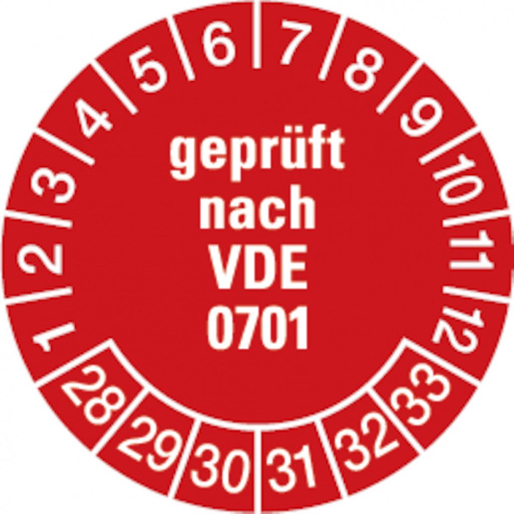 Dreifke Prüfplakette nach VDE 0701 ab 28 rot/weiß - 30 mm Folie selb...