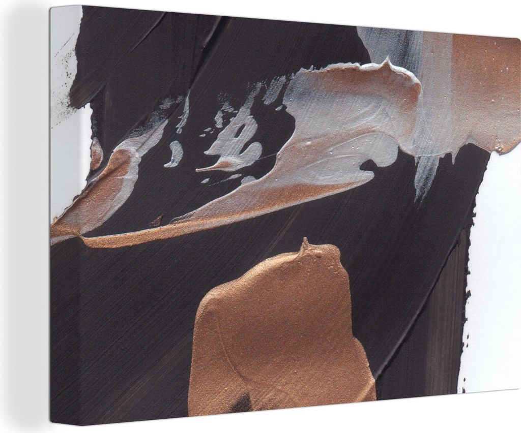 OneMillionCanvasses - Leinwandbilder - 140x90 cm, Abstrakt - Farbe - Gold, Wandbilder Kunstdruck Wanddekoration - Foto auf Leinwand - Gemälde au...