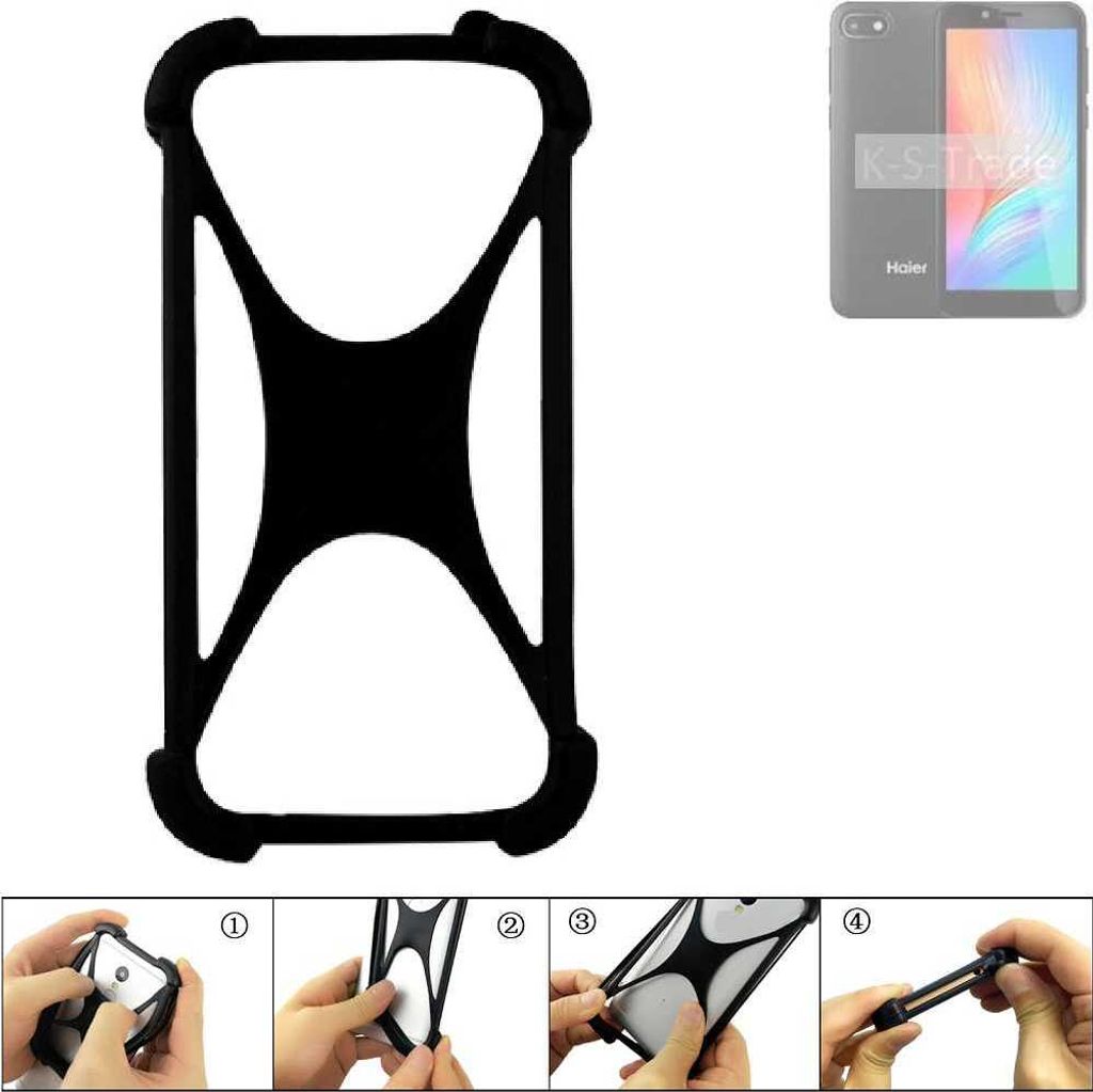 K-S-Trade Handy-Hülle Schutz-Hülle kompatibel mit Haier Alpha A2 Lite Silikon Bumper TPU Softcase Smartphone Stoßschutz, schwarz