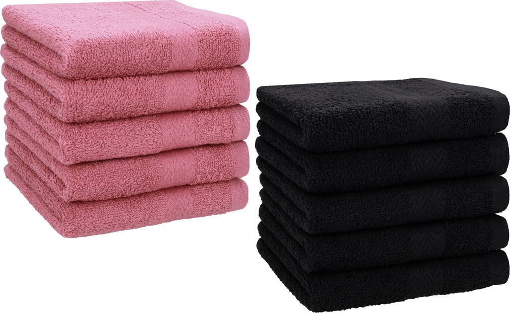 Betz 10 Stück Seiftücher 30x30 cm PREMIUM 100% Baumwolle Farbe: altrosa und schwarz