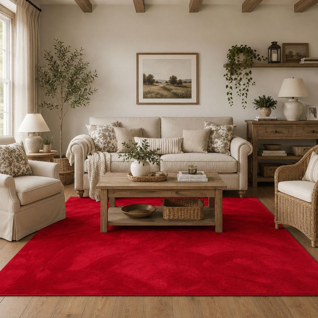 Luxus Super Soft Hochflor Langflor Teppich Melia Rot, Größe:80x150 cm