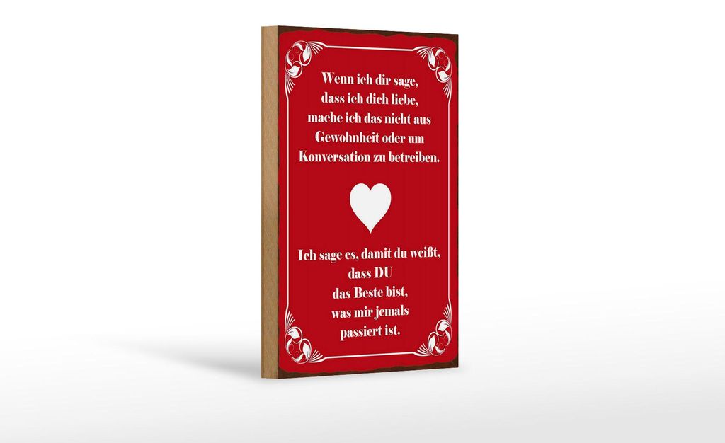 Holzschild Spruch 12x18cm wenn ich dir sage dass ich dich liebe