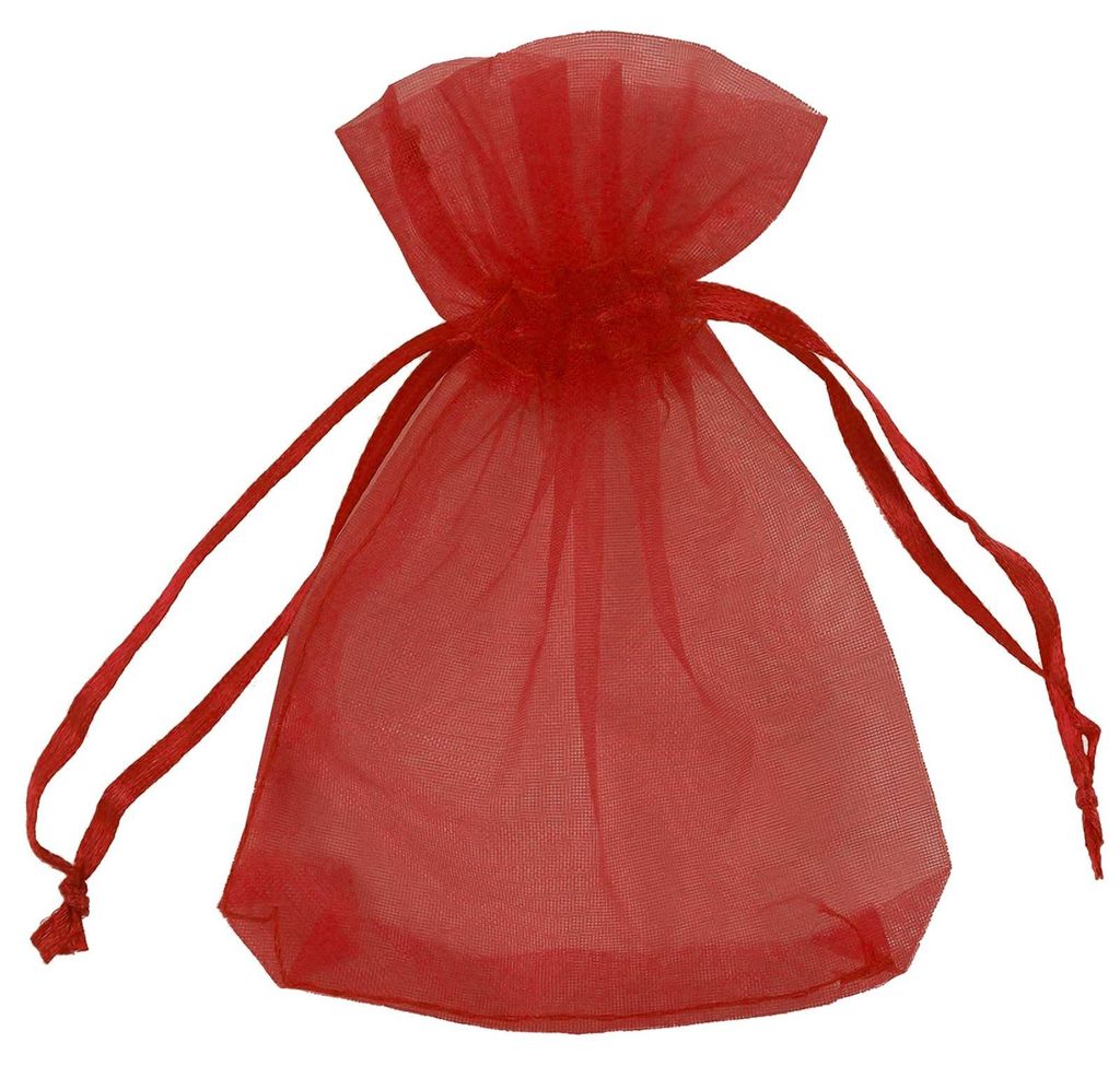 50 Organza-Beutel ca. 90 x 120 mm Geschenkbeutel mit Bändern rot