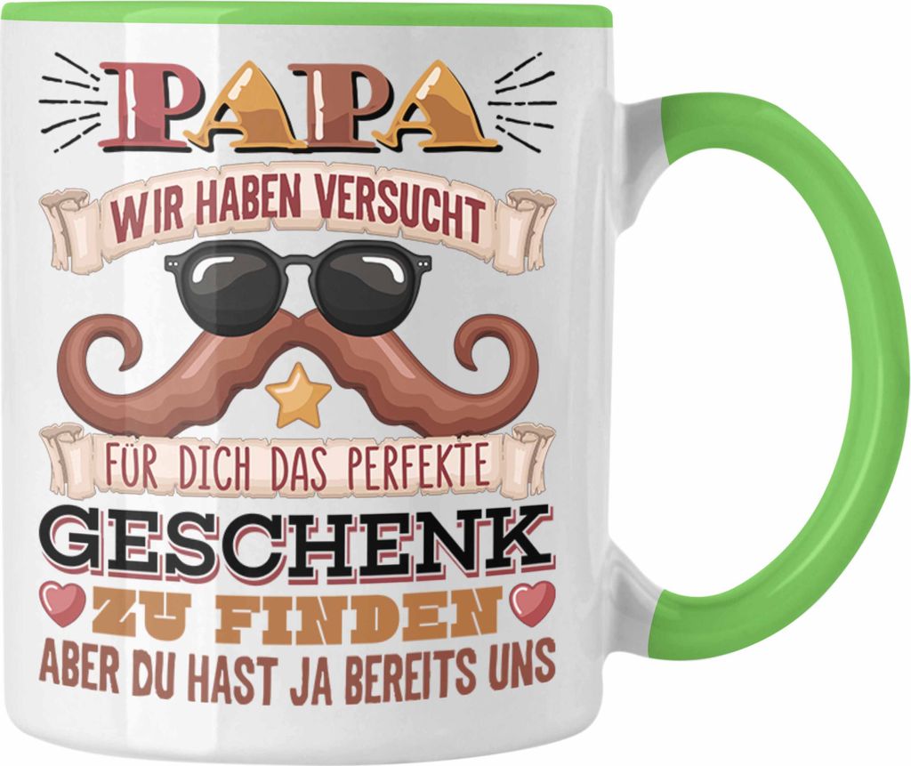 Trendation - Bester Vater Papa Tasse Geschenk zum Vatertag Lustiger Spruch von Kindern an Papa Geburtstag (Grün)