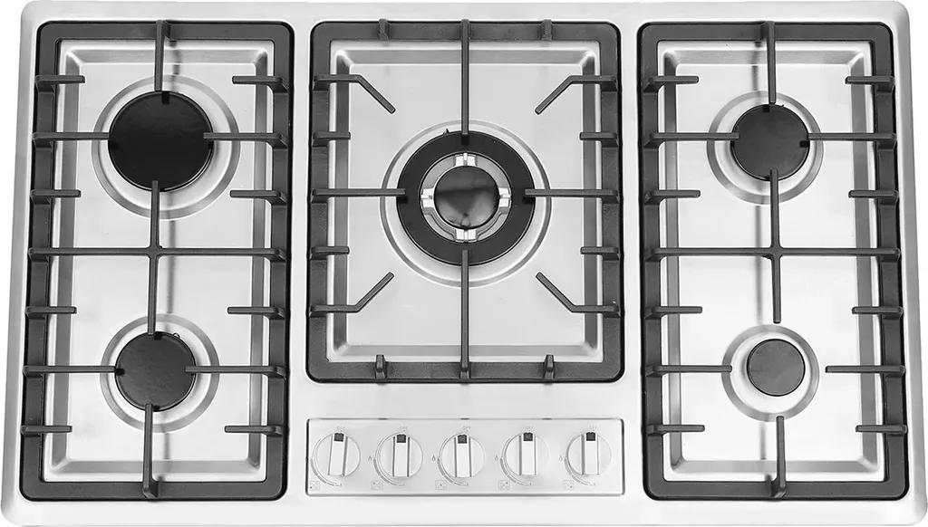 Table de cuisson à gaz 5 brûleurs noir pour préparer de grands repas