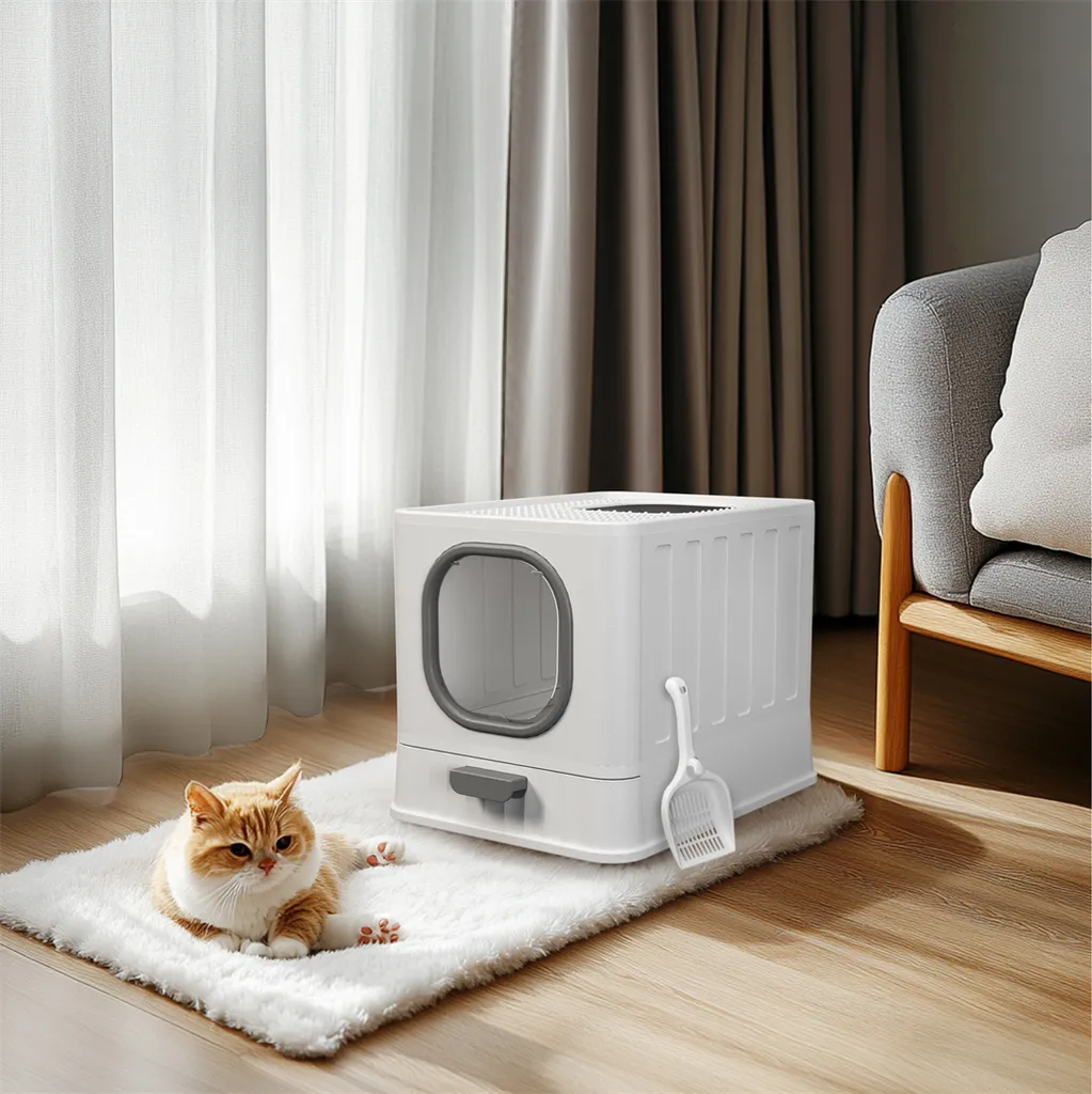 Bingopaw Bac à Litière avec Couvercle Design Blanc pour Chat Intérieur