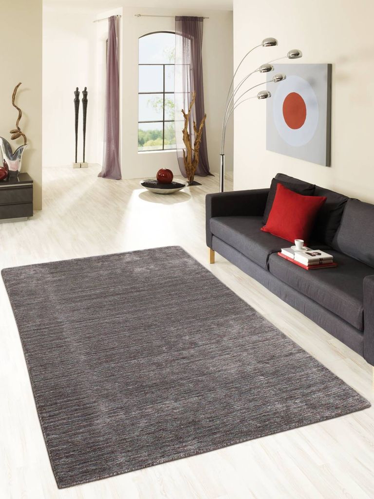 Teppich TALIN | Farbe: Grau-Rot; Größe: 70 x 140 cm | strapazierfähig und leicht zu reinigen | Wohnzimmer | Schlafzimmer