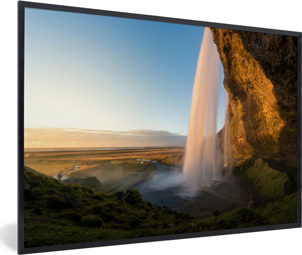 MuchoWow MuchoWow Gerahmtes Poster Die fallenden Wasser des Gullfoss-Wasserfalls 60x40 cm - Poster mit zchwarzem Bilderrahmen - Printing - Wand...