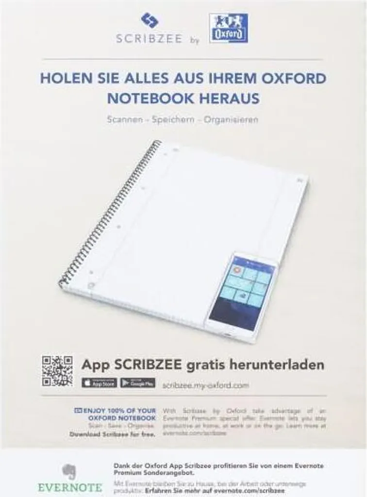 Bloc-notes Oxford Smart Black A4+ ligné - Papier 90g Optik Paper Premium - 5