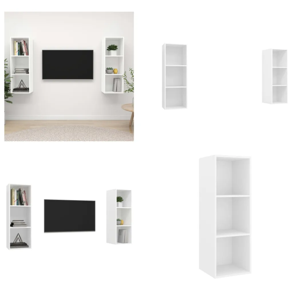 Mobile TV Sospeso Bianco vidaXL - Set 2 Pezzi Legno Tecnico