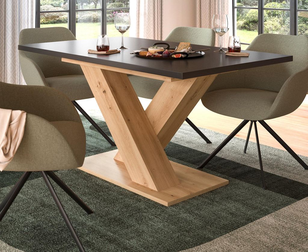 Esstisch "Home-X" in grau und Artisan Eiche Tisch ausziehbar 150 - 190 cm