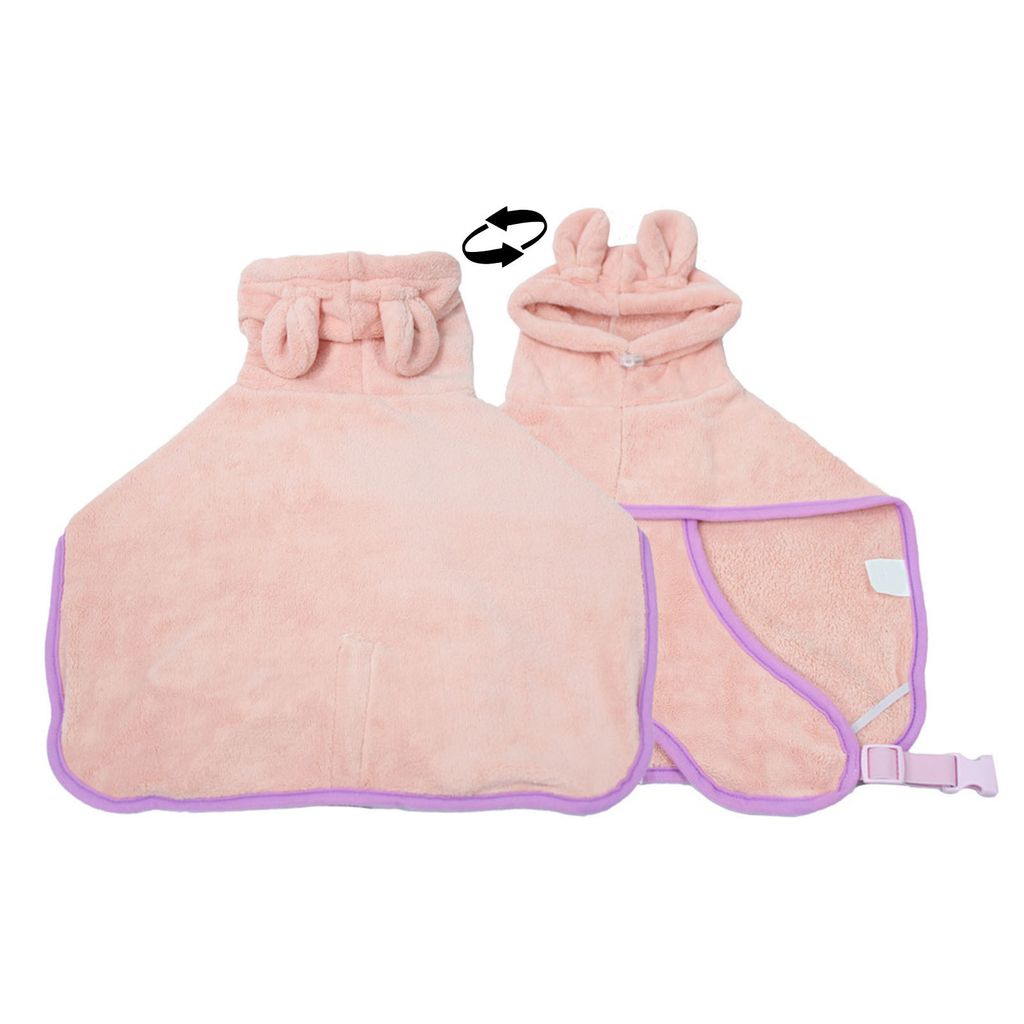 Bademantel für Haustiere, Korallenvlies, super saugfähig, mit Kapuze, Kordelzug, schnelltrocknend, groß, mittel, klein, für Hunde und Katzen, T...