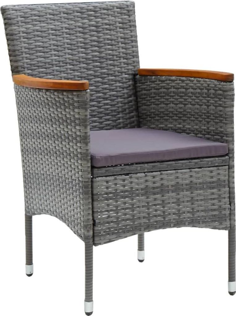 vidaXL Garten-Essstühle 4 Stk. Poly Rattan Grau Produktbild 