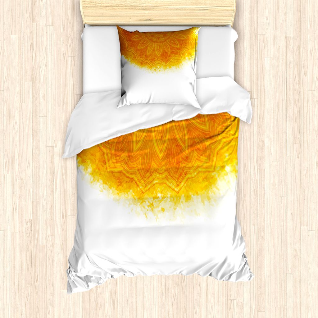ABAKUHAUS Boho Bettbezug Set für Einzelbetten, Böhmische Art-Tribal-Motiv, Milbensicher Allergiker geeignet mit Kissenbezug, 135 cm x 200 cm - 80...