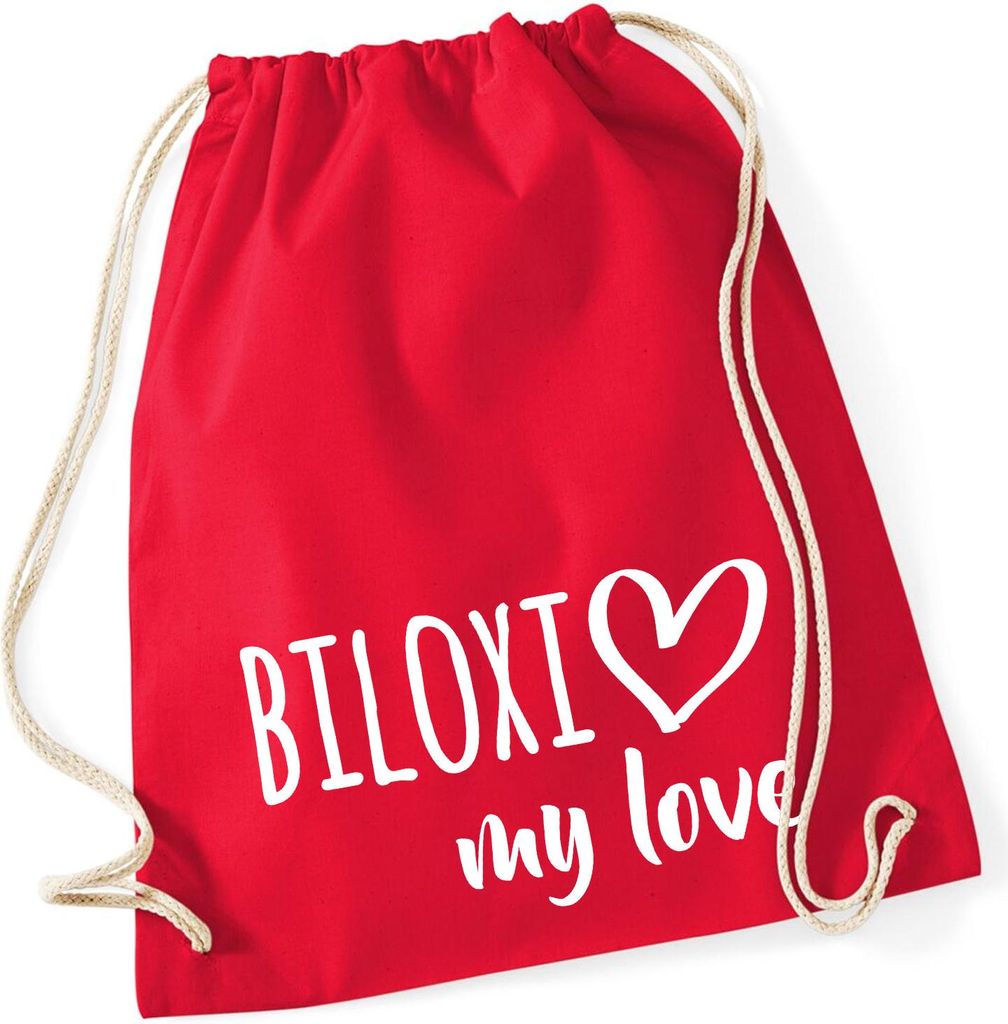 Huuraa Turnbeutel Biloxi my love 12 Liter Classic Red Baumwolle Rucksack Geschenkidee