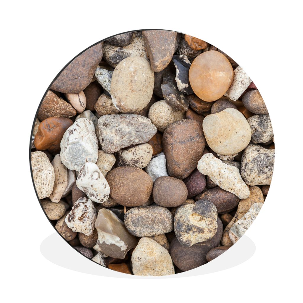 MuchoWow Aluminium Wandkreis Kies - Steine - Natur Ø 90 cm Wanddeko Modern Wohnzimmer - Mauerkreis - Wandbilder - Runde Bild - Bild aus Aluminiu...