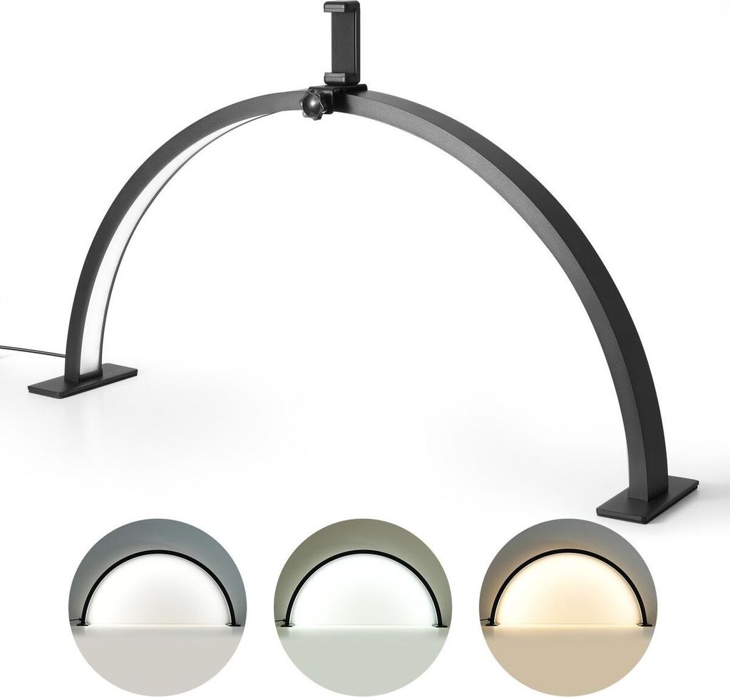 Nagel-Schreibtischleuchte 30 W Halbmond-Schreibtischlampe mit Telefonhalterung, einstellbare Helligkeit