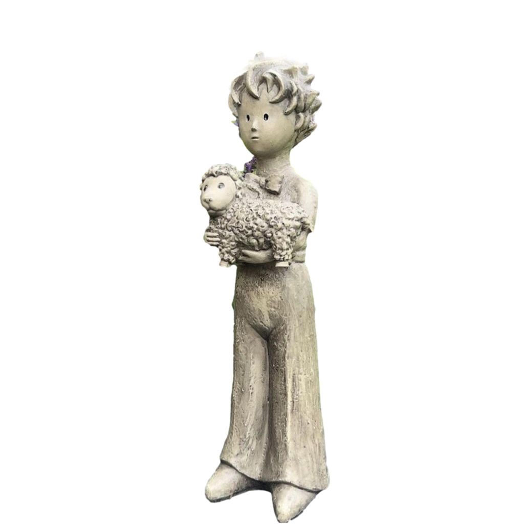 Schöne Figur Der kleine Prinz mit Schaf für den Garten zur Produktbild 