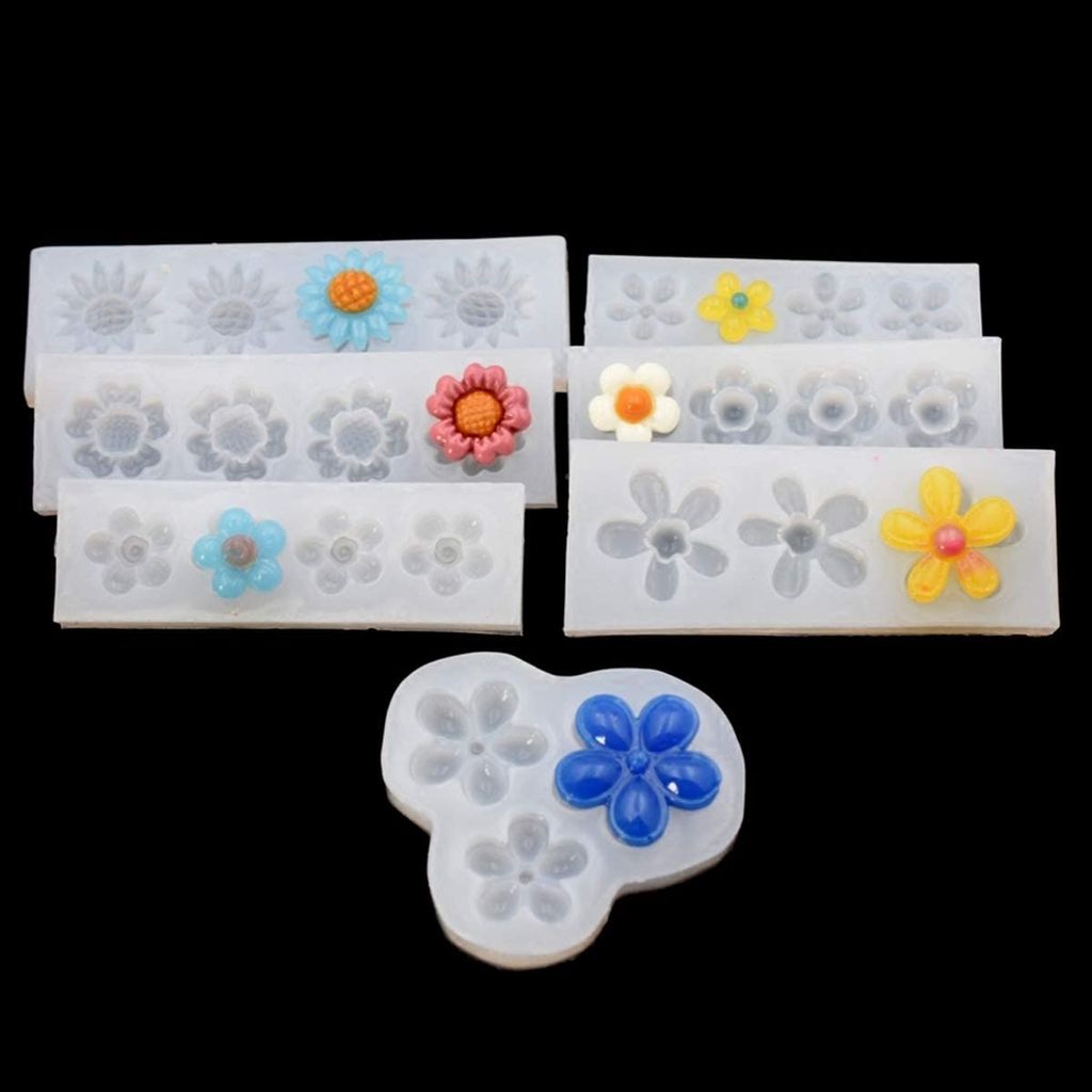 3 Stück Blüten Silikonformen – Für Epoxidharz Schmuck, Sonnenblume & Rose, DIY Anhänger & Ohrringe