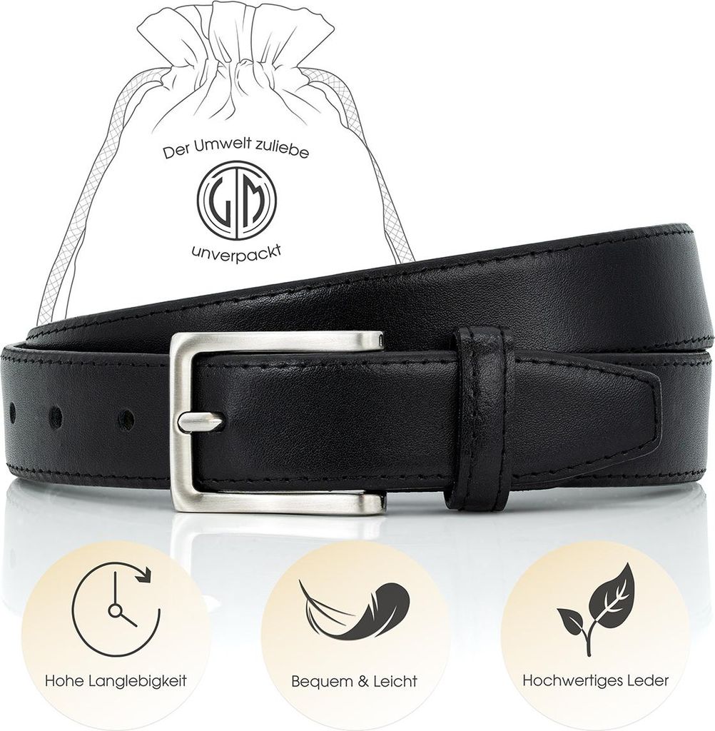 LINDENMANN Ledergürtel Herren schwarz