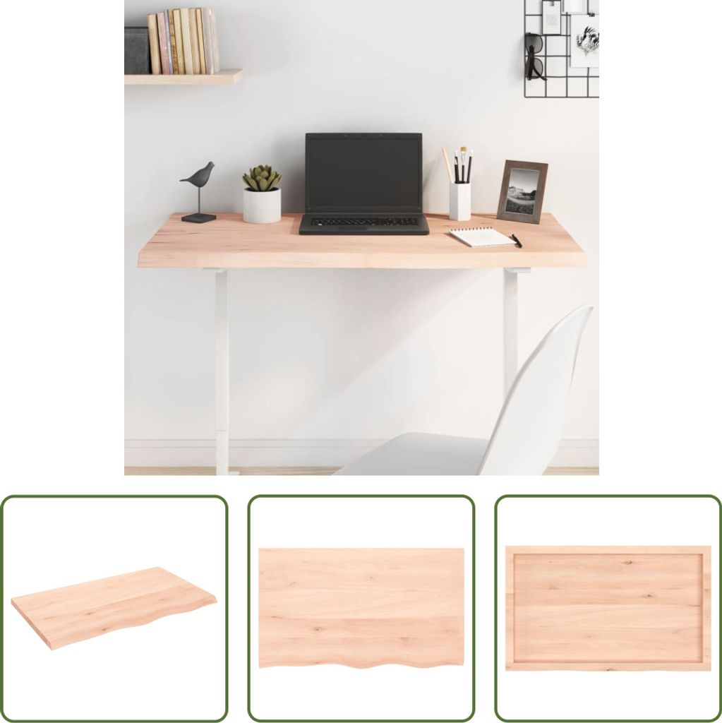 The Living Store Tischplatte 100x60x(2-4) cm Massivholz Eiche Unbehandelt