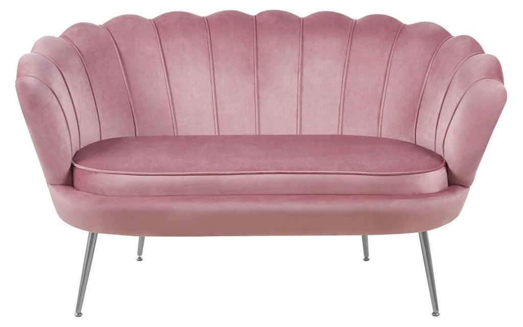 Elegancka dwuosobowa sofa IGLIKA – różowa / srebrne nóżki Zdjęcie produktu 